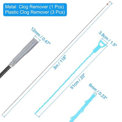 Drain Clog Remover Tool 3 M Clog Remover 3pcs Plastic Clog Remover - 120  Inch - Yahoo Shopping