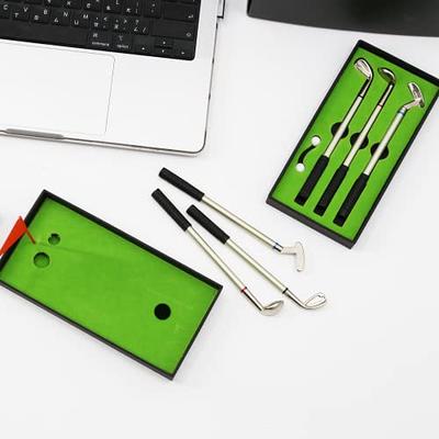 Debuosim Golf Pens with Mini Putting Green, Golf Gifts for Men Women,  Golfers Funny Birthday Gifts, Mini Golf Pens, 3 Golf Clubs Pens with Balls  and