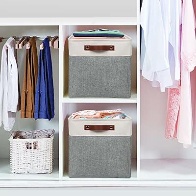 Birdrock Home Linen Cube Organizer Shelf with 4 Storage Bins Gray