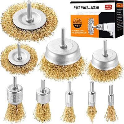 Wire Brush Wheel Steel Cup Brush Set 9 Piece Wire Power Brush for Drill 1/4  Inch Shank Arbor 0.012 Coarse Carbon Crimped Wire Wheel for Cleaning  Stripping,Abrasive and Drill Attachment - Yahoo Shopping