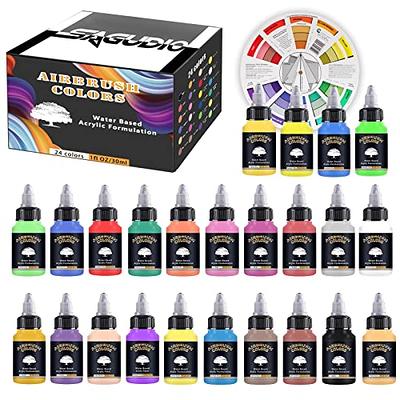 SAGUDIO Airbrush Paint 12 Colors 30 ml/1 oz Basic Colors Ready to Spray, Acrylic