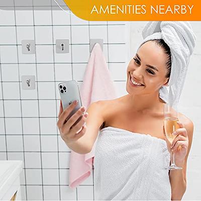 SAYONEYES Matte Black Self Adhesive Towel Hooks for Bathroom Wall