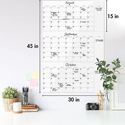 White Board 2024 Calendar 36x48 with 6 Markers, Eraser, Push Pins & –