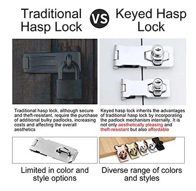 Keyed Hasp Cabinet Door Latch Lock - 4 Pack 2.5 Inch Twist Knob