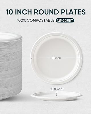 100% Compostable Paper Plates 10-inch Heavy-duty Plates Bulk 125