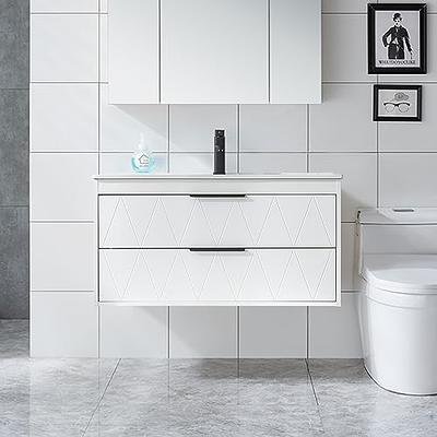 Wall Mounted Bathroom Vanity Floating Cabinet w/Mirror Sink Shelves Faucet  Combo