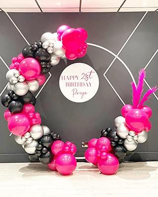 Hot Pink Party Decorations Pink Balloon Garland Arch Kit Pink Princess Girl  Bow Balloons Hot Pink Rose Red Light Pink Matte White Balloons Silver