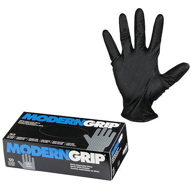 NOCOB RONCO Black Nitrile Disposable Gloves - (Raised Diamond