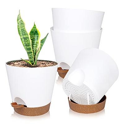 1 Pack Self Watering Planters 6 Inch Plant Pot Self Watering Pots for  Indoor Plants Plastic Plant Pot for African Violets, Flower Pots ,Plant Pots  Indoor, White 