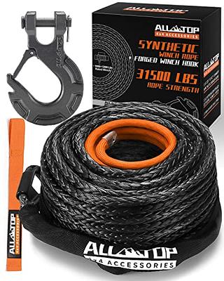 ALL-TOP Synthetic Winch Rope Kit, 1/2in x 92ft, 31500Lbs Winch