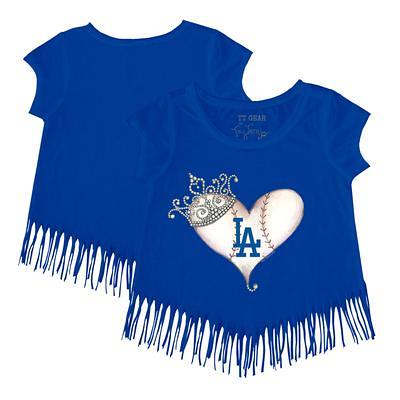 Women's Los Angeles Dodgers Tiny Turnip White Prism Arrows 3/4-Sleeve  Raglan T-Shirt