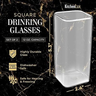 Kitchen Lux Square Drinking Glasses Set of 2 - Square Glass Cups 12 oz - Modern  Glassware Set - Trendy Aesthetic Glass Ware for Highball Whiskey Cocktail  Beer Water Tea Iced Coffee - Bar Accessories - Yahoo Shopping