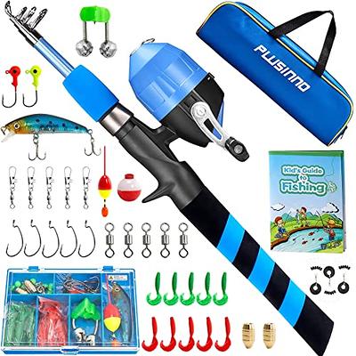 PLUSINNO Kids Fishing Pole with Spincast Reel Telescopic Fishing Rod Combo  Full Kits for Boys, Girls, and Adults Pink 120cm 47.24In