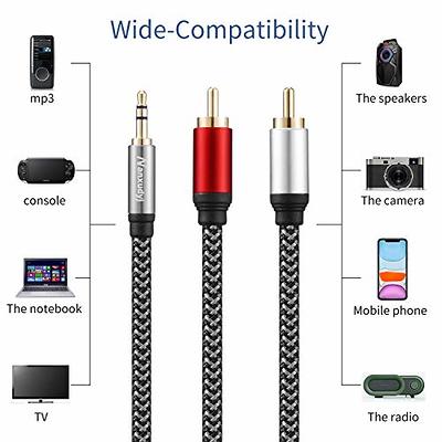 Cmple - 2 RCA to 2 RCA Cables 6ft, Male to Male RCA Cable Stereo Audio  Speaker Cable RCA Red and White Cables Double RCA Subwoofer Cable for Car