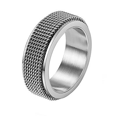 King Will Intertwine 8mm Silver Spinner Ring Stainless Steel Fidget Ring  Anxiety Ring for Men gold curb chain Inlay 7