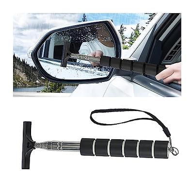 Car Rearview Mirror Wiper, Retractable Window Squeegee, Small Auto Squeegee  Cleaner Water Side Mirror Wiper with Telescopic Long Handle, Snow Brush 