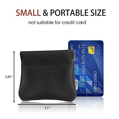 Genuine Leather Squeeze Coin Purse, Pouch Made IN U.S.A. Change Holder For  Men/Woman Size 3.5 X 3.5