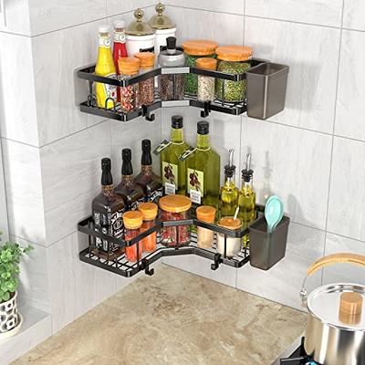  AKTECKE Corner Shower Caddy, 2 Pack Adhesive Shower Corner  Organizer Shelves, No Drilling Stainless Steel Shower Storage Rack with  Hooks&Toothpaste Holder for Bathroom, Dorm and Kitchen : Home & Kitchen