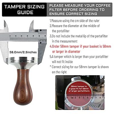 Tool Tamper Espresso Handle for Kitchen Coffee Grounds Barista 58mm Brown