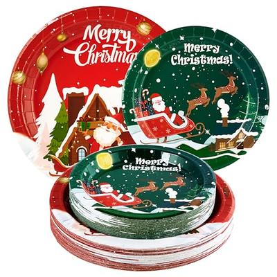 Christmas Party Supplies Paper Dinnerware Sets Serves 16 Guests - Disposable  Paper Plates For Dinner & Dessert, Reindeer Napkins, Paper Christmas Tree  Cups