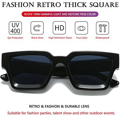  EYLRIM Thick Square Frame Sunglasses for Women Men Fashion  Chunky Rectangle Sun Glasses Black Shades(01 Black/Grey) : Clothing, Shoes  & Jewelry