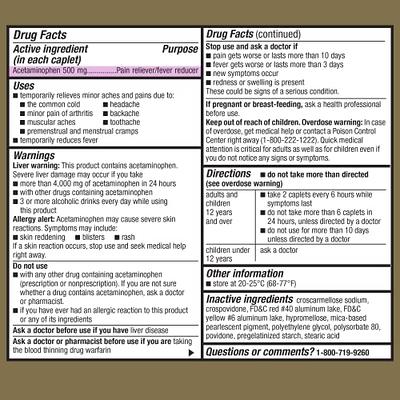  Rite Aid Regular Strength Pain Relief Acetaminophen, 325mg -  100 Tablets, Pain Reliever and Fever Reducer, Joint Pain Relief, Muscle  Pain Relief, Arthritis Pain Relief