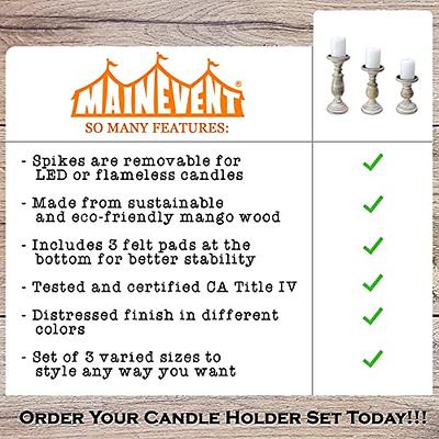 Inweder Wood Pillar Candle Holder (Set of 3), Rustic Candle Holders for  Pillar Candles, Tall Farmhouse Candle Holders Candle Stand, Large Pillar