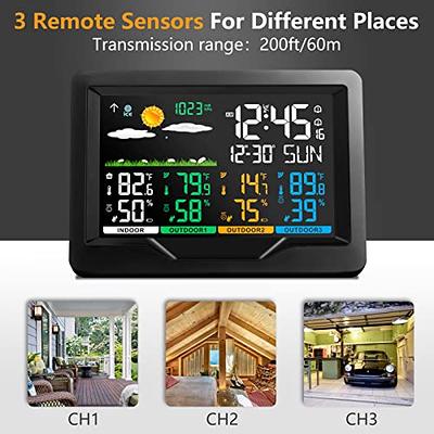 Wittime 2081 Weather Station Indoor Outdoor Thermometer Wireless  Temperature Humidity Monitor with HD Color Display and Outdoor Sensor