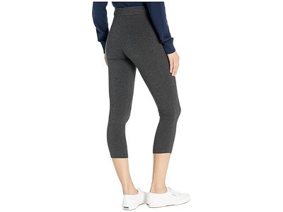 HUE Wide Waistband Blackout Cotton Capri Leggings (Graphite