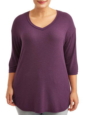 Terra & Sky Plus Size V-Neck T-Shirt, 2-Pack - Soft Knit, Relaxed Fit