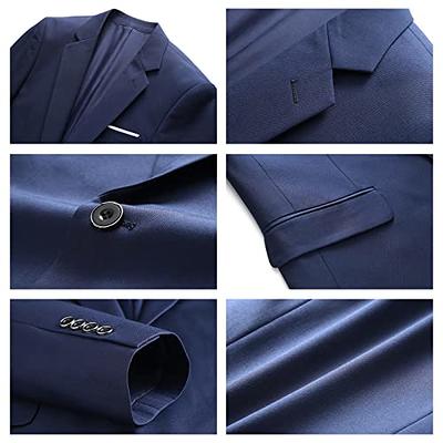 Mens Suits 3 Pieces Slim Fit One Button Solid Suit Blazers for Business  Wedding Formal Prom Tuxedo Blazer Vest & Pant Set Navy Blue - Yahoo Shopping