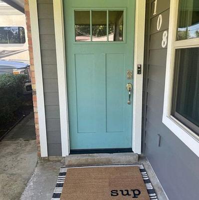 A1HC Natural Coir & Rubber Hand Flocked Large Monogrammed Door Mat