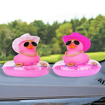 Novelty Yellow Rubber Duck With Helmet Sunglasses Car Dashboard