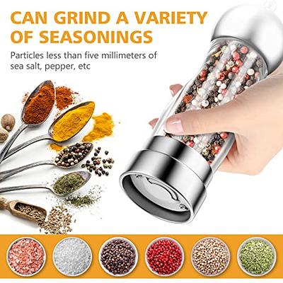 Pepper and Salt Grinder Set, Refillable Acrylic Pepper Mill Set, Easy to  Adjust the Coarseness- 6 inches (silver) - Yahoo Shopping