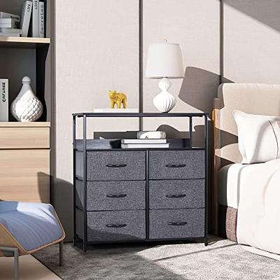 VredHom Fabric Dresser for Bedroom, Tall Skinny Dresser with 6 Drawers,  Storage Organizer Tower, Steel Frame Wooden Top for Closet, Living Room