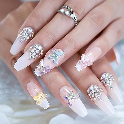 3D Alloy Butterfly Nail Charms,10pcs Metal Butterfly Nail Gems Nail  Rhinestones Shiny Crystal Nail Art Charms,Nail Decoration Rhinestones for  Nails