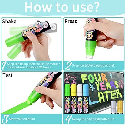 10 Pack Erasable Liquid Chalk Markers with Extra Gold and Silver