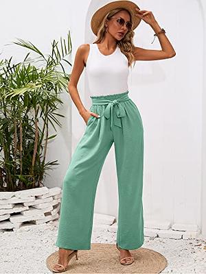 Heymoments Women's Wide Leg Lounge Pants with Pockets Mint Green X
