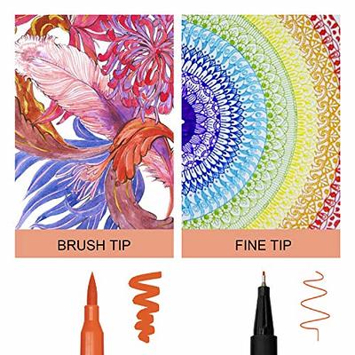 Nicecho Art Markers Dual Brush Pens, 60 Artist Coloring Marker, Fine &  Brush