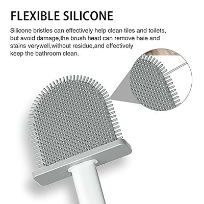 Hibbent Silicone Toilet Brush with Ventilated Drying Holder Floor Standing  & Wall Mounted Without Drilling
