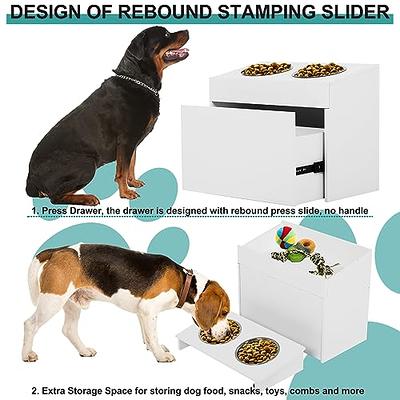Large Breed Dog Food Stand Modern Dog Feeding Station Elevated Feeder Wood  Dog Stand Large Ceramic Dog Bowl Raised Feeder for Dogs 