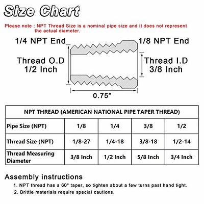  KOOTANS 1/4 NPT x 1/8 NPT Male Solid Brass Nipples