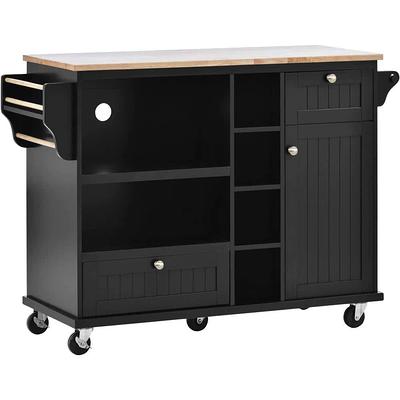 72 Large Black Kitchen Island with Storage Modern Kitchen Cabinet