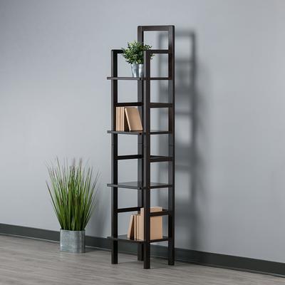 VIVOHOME 2 PCS 5-Tier Corner Shelves, Industrial Wood Plant Stand