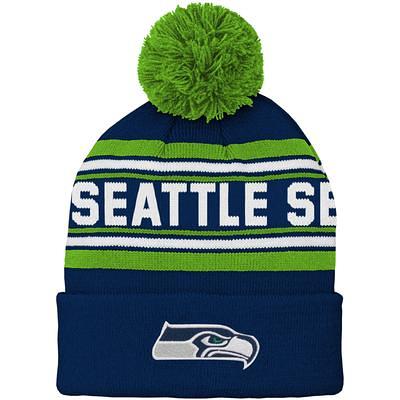 New Era Neon Green/College Navy Seattle Seahawks 2022 Sideline Cuffed Pom Knit Hat