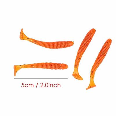 Orange Fishing Baits,Senko Worm,50 Pcs 5cm Soft Fishing Lures,Plastic Fishing  Bait T Tail Grub Worm Baits Fish Tackle Accessory 9 Colors(Orange) - Yahoo  Shopping