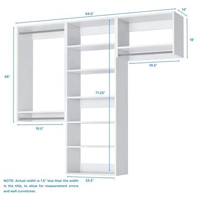 Closet Shelves Tower - Modular Closet System With Drawers (4) - Corner  Closet System - Closet Organizers And Storage Shelves (White, 25.5 inches  Wide)