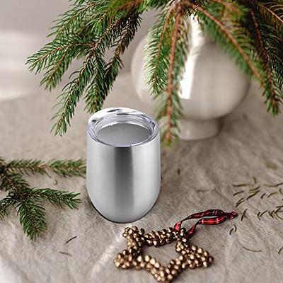 DOMICARE Stainless Steel Wine Tumbler Bulk with Lid,  Personalized White Insulated Tumblers Set, 12oz Travel Coffee Cups Pack of  1: Tumblers & Water Glasses