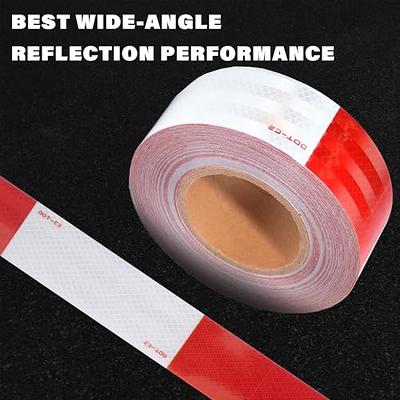 2 inch x 30 Feet Reflective Safety Tape DOT-C2 Waterproof Red and White  Adhesive conspicuity tape for trailer, outdoor, cars, trucks