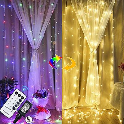 Dazzle Bright Curtain String Lights, 300 LED 9.8ft x9.8ft Warm White Fairy  Lights with 8 Lighting Modes, Waterproof Lights for Bedroom Christmas Party